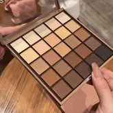 25-Shade Matte Eyeshadow Palette - Neutral Grey & Brown Earth Tones, Coffee & Chocolate Inspired Shades with Velvety Finish for Versatile, Natural to Dramatic Makeup Looks / tm